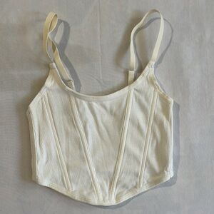 Colsie Ivory Ribbed Crop Top